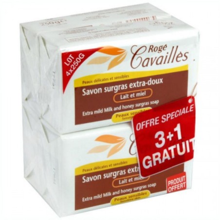 ROGE CAVAILLES  SAVON LAIT MIEL LOT 3+3