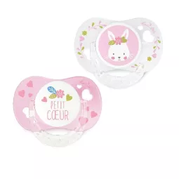 LUC ET LEA  SUCETTE  0/6MOIS DUO LAPIN +COEUR 3192