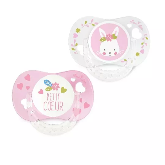 LUC ET LEA  SUCETTE  0/6MOIS DUO LAPIN +COEUR 3192