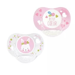 LUC ET LEA  SUCETTE  0/6MOIS DUO LAPIN +COEUR 3192